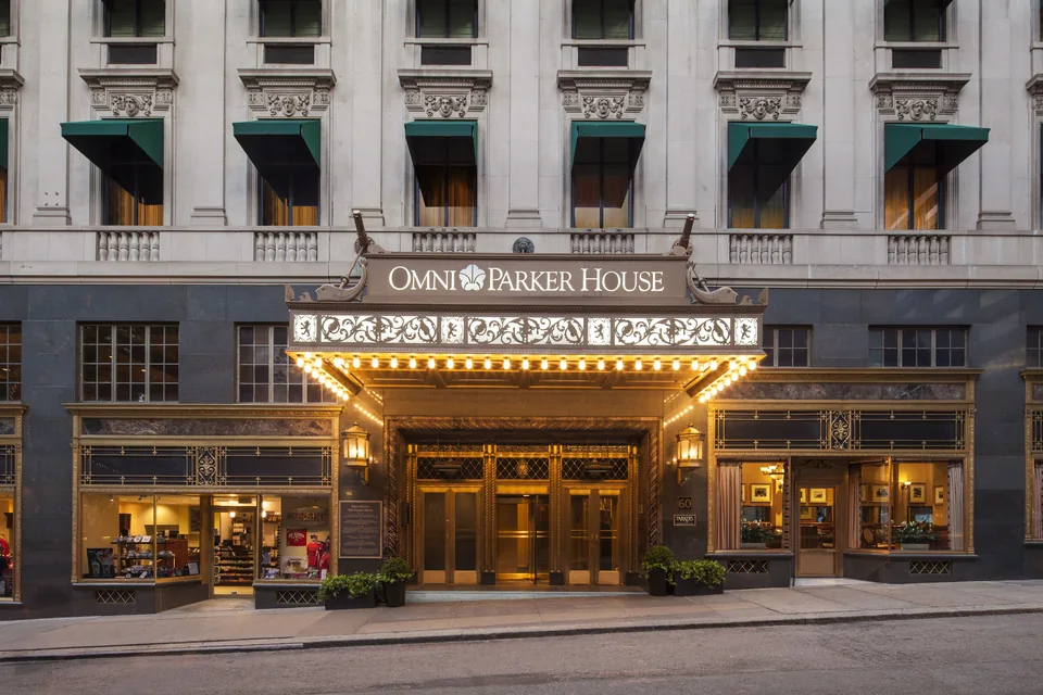 Omni Parker House entrance and marquee on School Street via Expedia