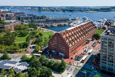 Boston Marriott Long Wharf on the harbor beside the New England Aquarium