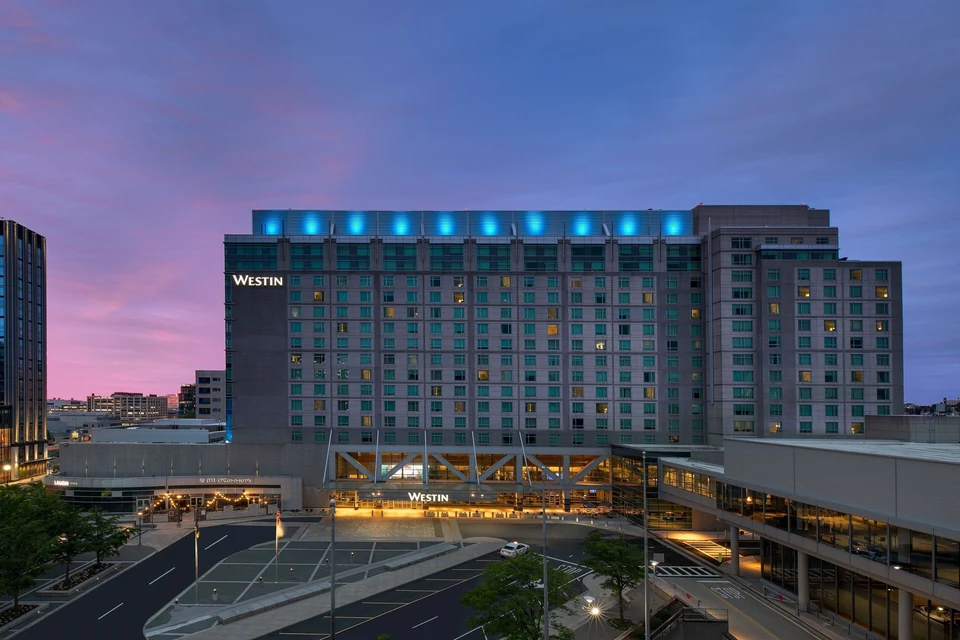 The Westin Boston Seaport District at dusk via Expedia