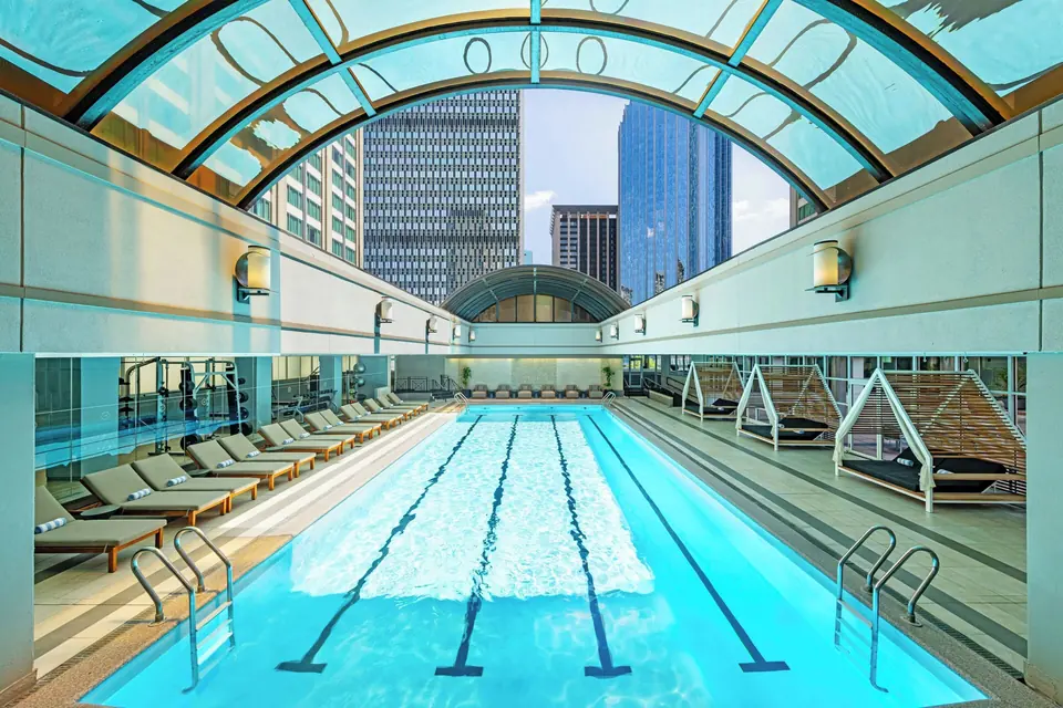 Sheraton Boston Hotel indoor pool under a glass dome via Expedia